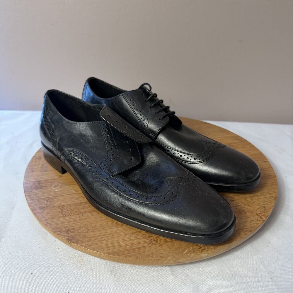 BOSS Hugo Boss Matano Longwing Leather Oxford Shoes (502110) Men’s 10 Black